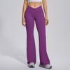 High-Waisted Cross-Back Seamless Yoga Pants Women Quick-Dry Nylon Leggings Flared Wide-Leg Fitness Trousers