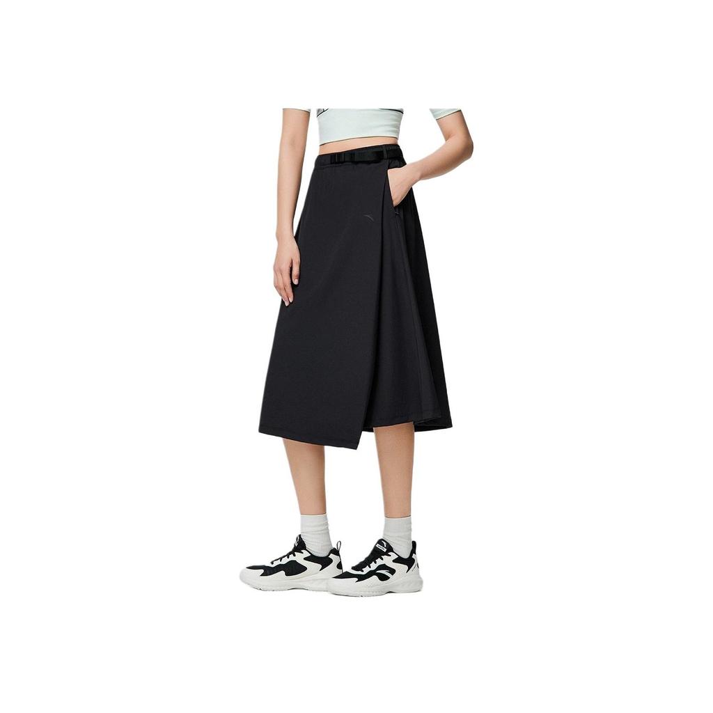 Anta Fashion Quick-Dry Sports Slimming Irregular Casual Long Skirt Women Skirts Basic-Black 162427208-3