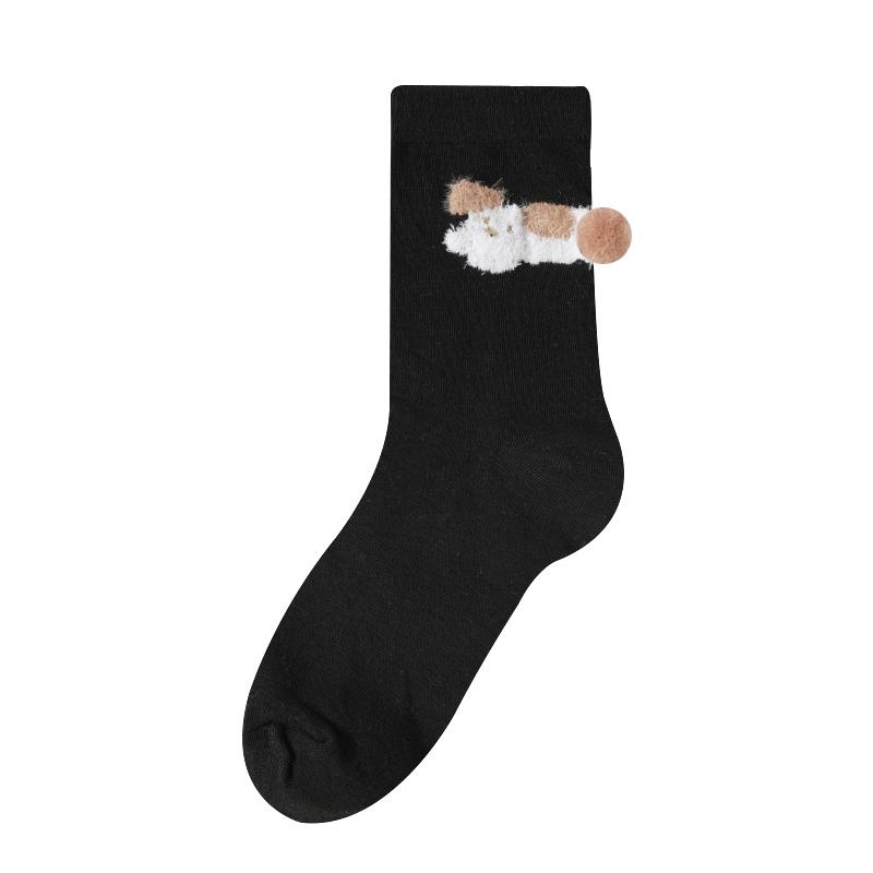 Women's Cute 3D Plush Animal Crew Socks Breathable Cotton Mid-Calf Socks Cartoon Panda Dog Bunny Cat Design Casual Socks for Daily Wear