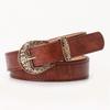 New Vintage Carved Button Women's Belt, Fashionable Versatile Jeans, High-end Belt for Women