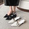 Fashion 2025 Summer New Pointed Belt Buckle Thick Heel Sandals Female Korean Baotou After The Air with Fashion Women's Shoes