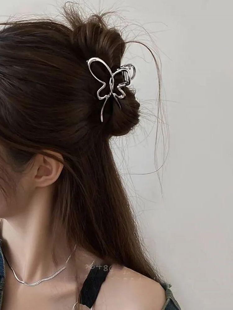 Elegant Silver Imitation Metal Hair Clip Women's Shark Clamp High-End Hair Accessories Stylish Hair Grips for Ladies