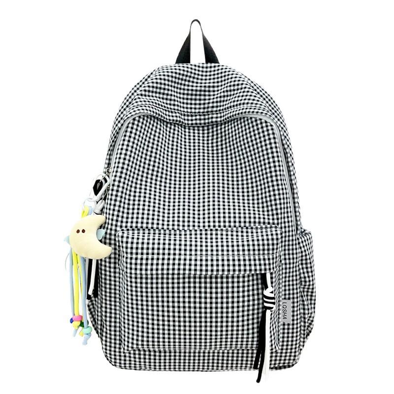 Schoolbag large capacity casual versatile plaid backpack new 1011 sweet girl college style high value simple schoolbag