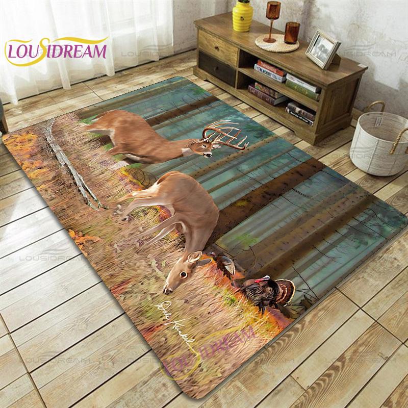 Wild Animals Deer Wildebeest Carpet for Living Room Bedroom Rug Kitchen Door Kids Unslip Floor Mats Birthday Gift Alfombra Rug
