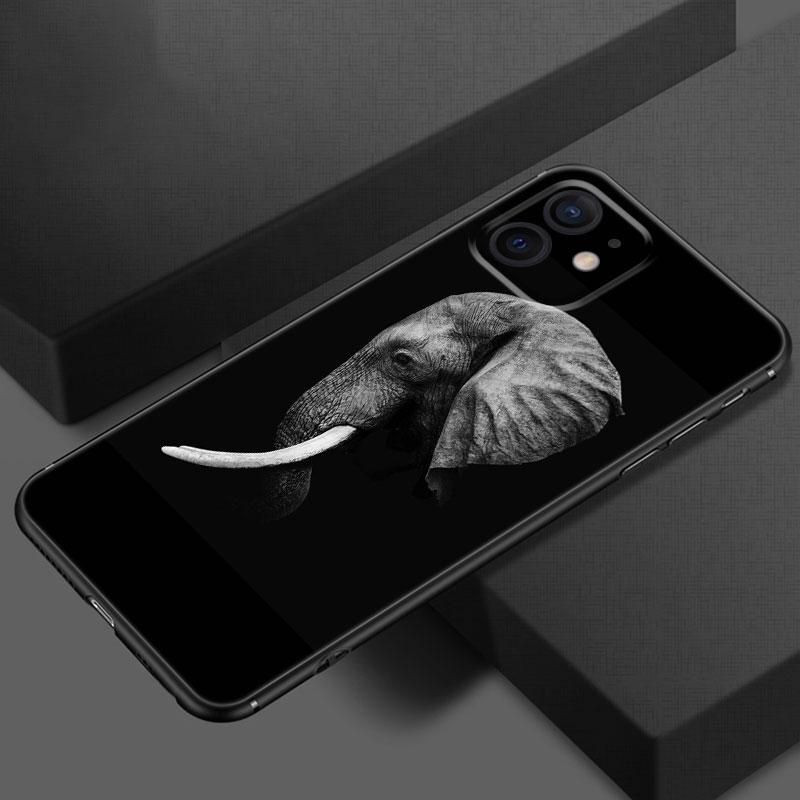 Animal Elephant Phone Case For Apple iPhone 13 12 Mini 11 Pro XS Max X XR 8 7 6S 6 Plus SE 2020 5S 5 Soft TPU Black Cover