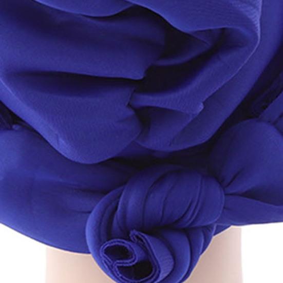 Einfarbige vorgebundene Kreuzwickel-Turban-Mütze mit Blumendekor und Strass-Kopfschal-Kappe Haaraccessoires