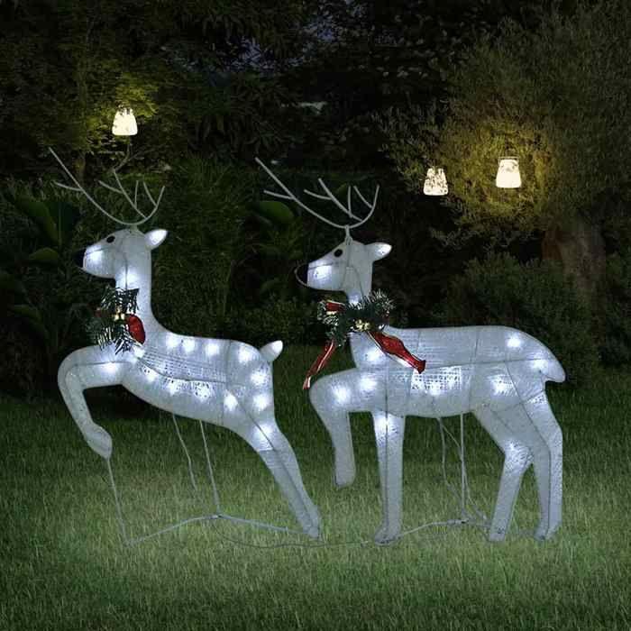 VidaXL 2x Christmas Reindeer Lighted Reindeer Holiday Decoration Christmas Ornament Party Decoration Home Interior White 342685