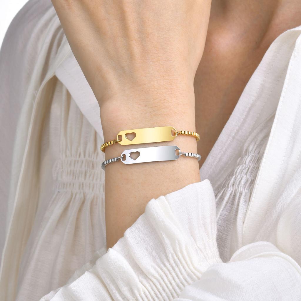 Free Customize Mom Lover Stainless Steel Heart Bracelets, Personalized Cuff Bangle Girls Boys Name Date Wristband