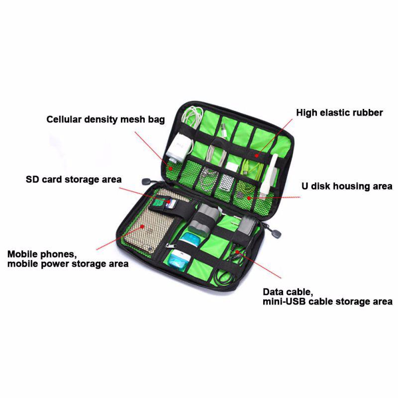 Cable Organizer Storage Bag System Kit Case USB Data Cable Earphone Wire Pen Power Bank SD Card Digital Gadget Device Travel Bag