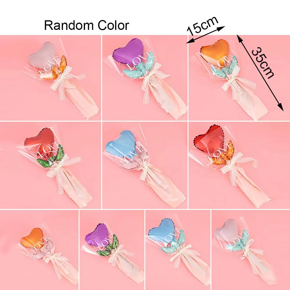 10Pcs Mini Love Flower Holding Balloons Bouquet of Flowers Balloons Valentines Day Mothers Day Party Wedding Diy Decors