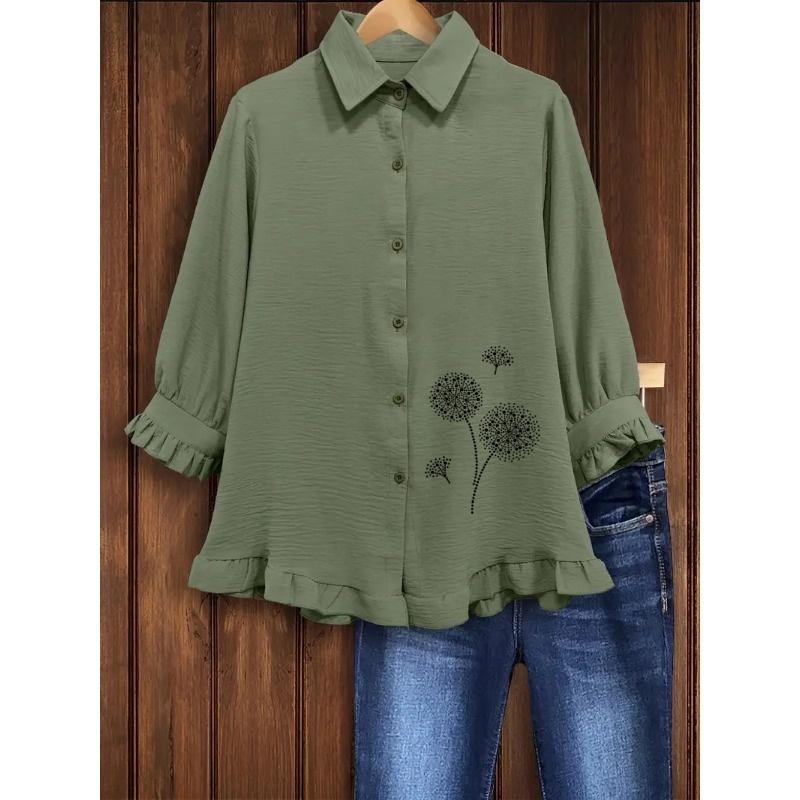 QICED Women's Fashion Casual Long Sleeve POLO Neck Blouses & Shirts Casual Chic