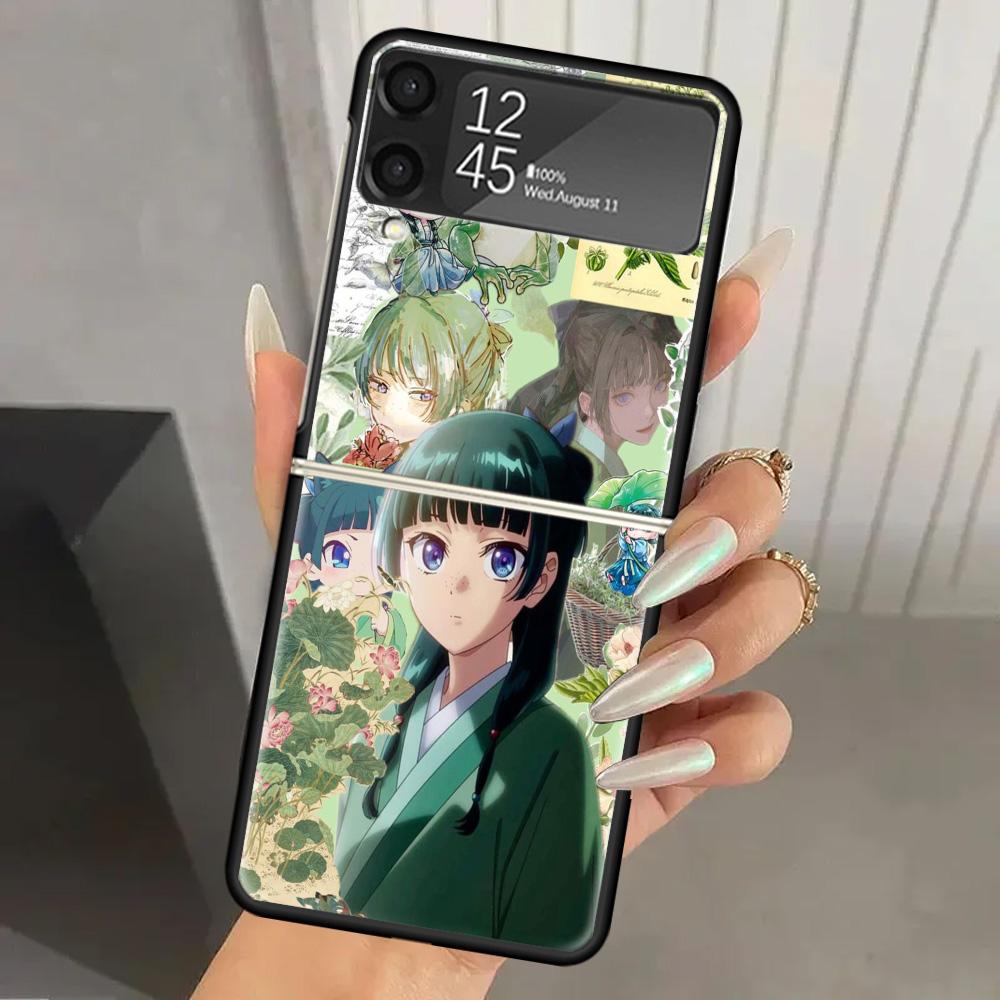 A-Apothecary D-Diaries Anime Hard PC Phone Case For Samsung Galaxy Z Flip 7 6 5 4 3 Black ZFlip7 ZFlip6 Flip5 Flip4 Flip3 5G Pri