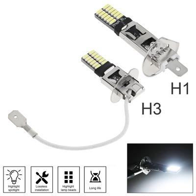 12 - 24V H1 H3 Canbus Super jasna żarówka LED samochodowe światło przeciwmgielne reflektor 4014 24SMD 6000K światło do jazdy Auto lampa motocyklowa IP65 wodoodporna