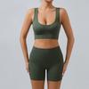 Completo da Allenamento Costine Senza Cuciture per Donna Due Pezzi Top Corto Sportivo e Pantaloncini a Vita Alta Abbigliamento Sportivo Outfit Yoga