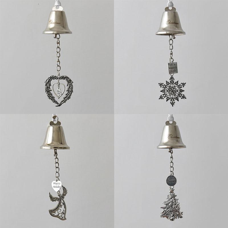 

Alloy Christmas Bell Pendant Christmas Tree Silver Pendant Set Snowflake Christmas Wind Bell Car Keychain Pendant Christmas Gift