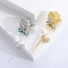 Rhinestone Rosette Brooches for Women Unisex Pearl Botanical Flower Pins Banquet Party Backpack Gifts Jewelry Accessories