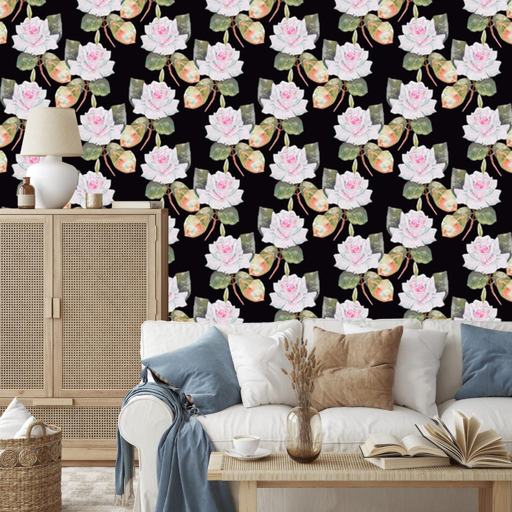 Painted Roses Vintage Wallpaper for Living Room and Bedroom 50x1000