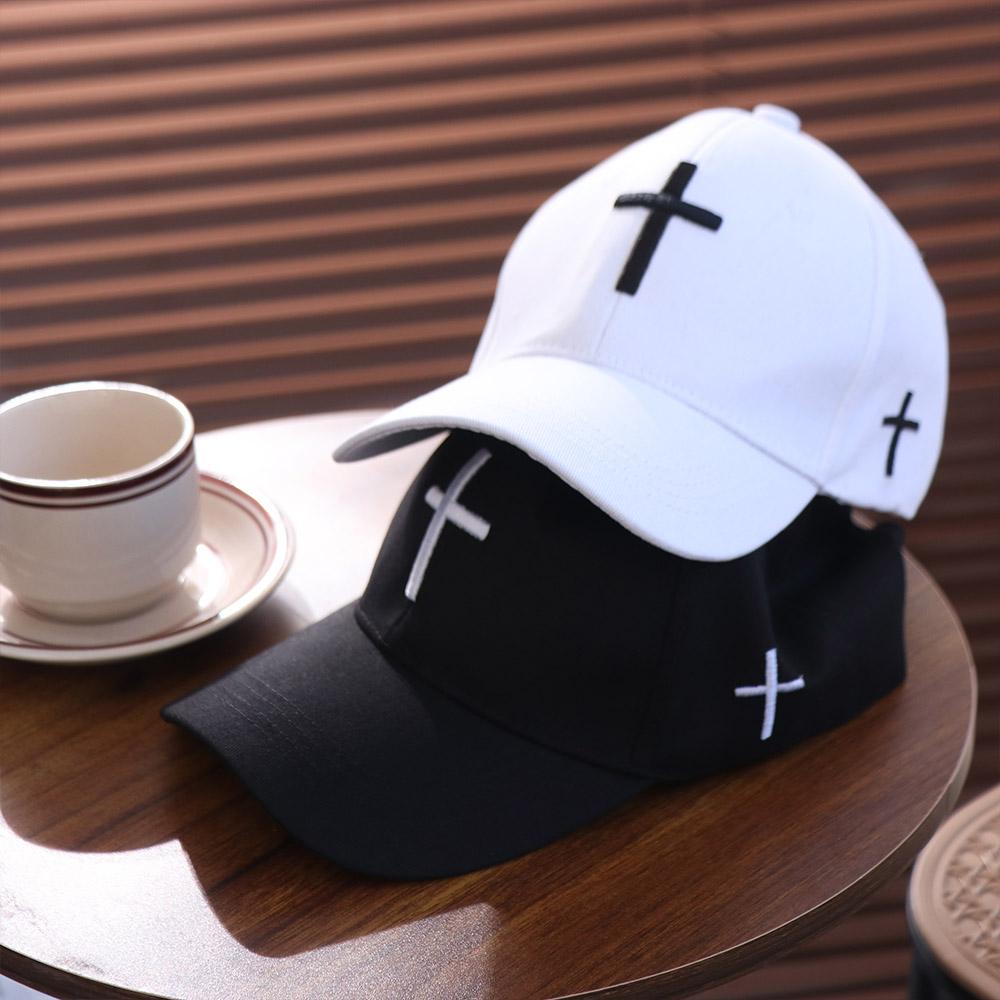 Casual Cross Baseball Cap Cotton Duck Tongue Cap Versatile Cross Embroidered Hat  Sports