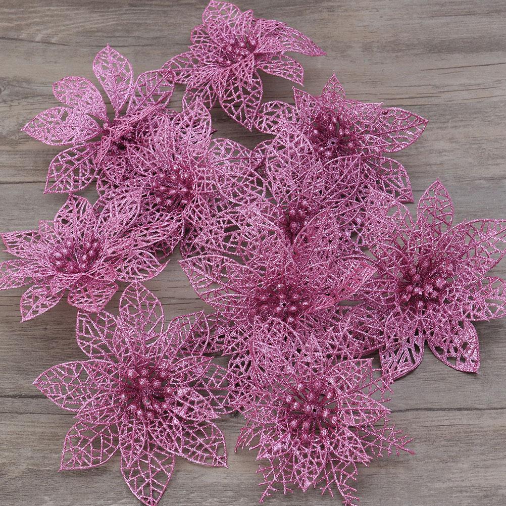 12 st Konstgjord Julgran Blomma Blixt Ihålig Ornament Prydnad