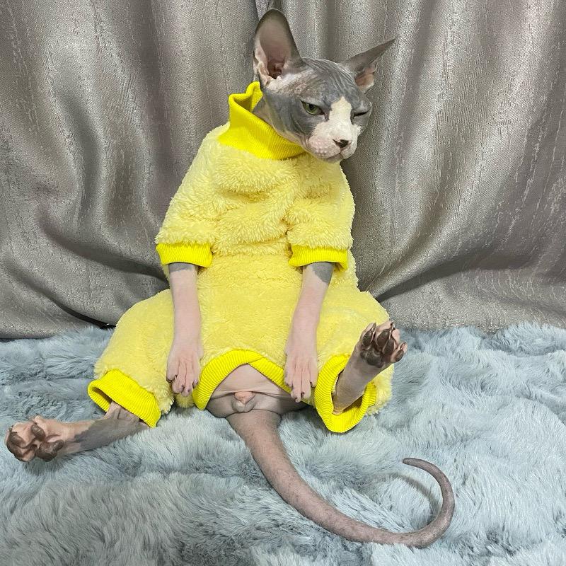 Luxury Warm Lamb Wool Turtleneck Sweater for Hairless Cats Winter Pet Costume Devon Sphynx Kittens Cute Gatitos Accessories
