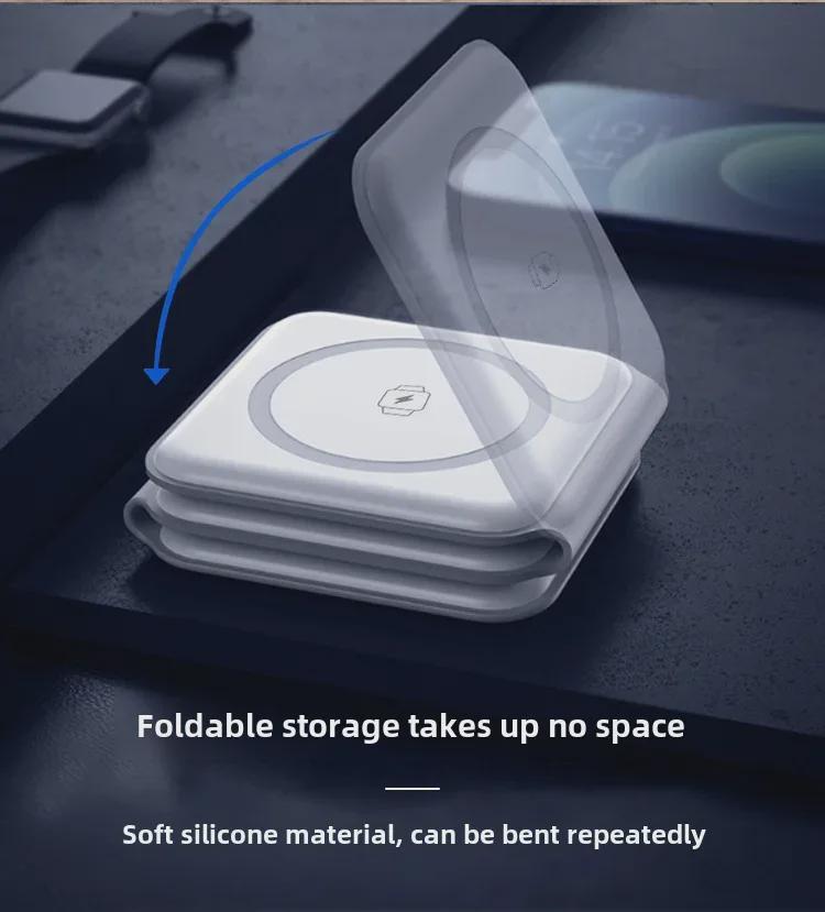 Magnetic 3-in-1 Wireless Charger for Phones, Earbuds, and Watches