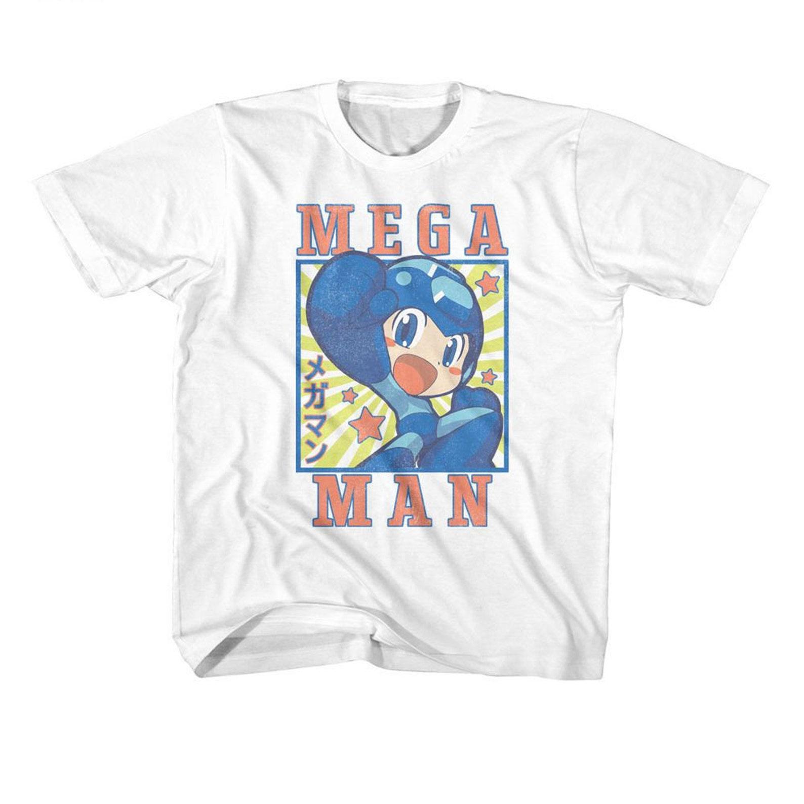 Mega Man Square And Stars White Youth T-Shirt XL