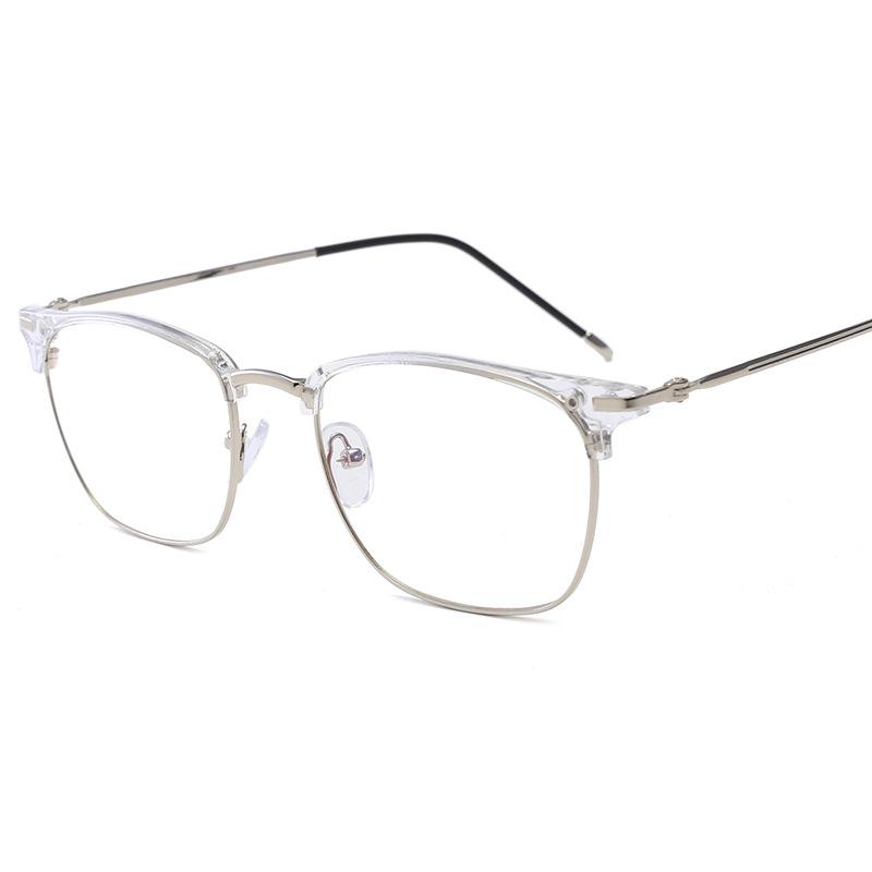 

Anti-Blue Flat Glasses, Half-Frame Metal Frame Glasses, With Myopia Glasses Frame
