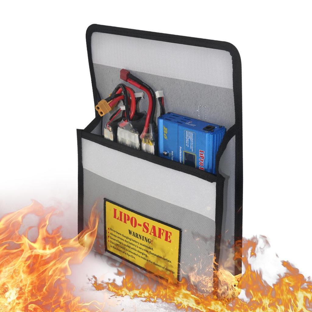 Explosion-Proof Double-Layer Fireproof Lithium Battery Safety Bag - Large Size (240x65x185mm)