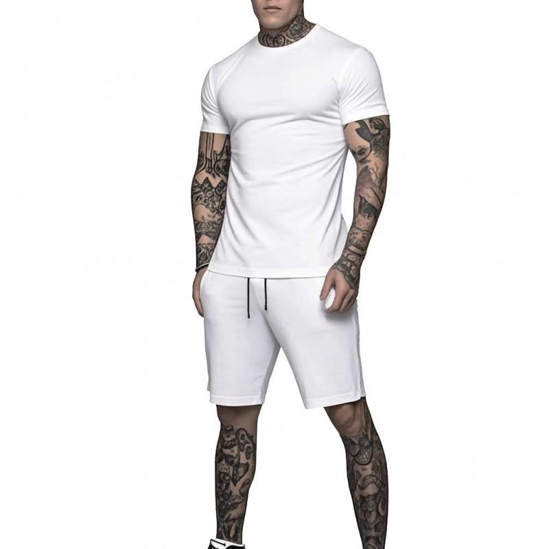 Mens Quick-Dry Athletic 2-Piece Set: Short Sleeve T-Shirt 5-Shorts Running Gym Workout