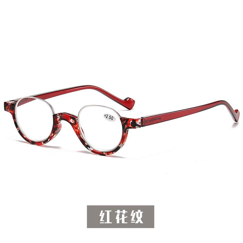Fashion Half-Frame Reading Glasses Women S Anti-Blue Reading Glasses Round Reading Glasses +100