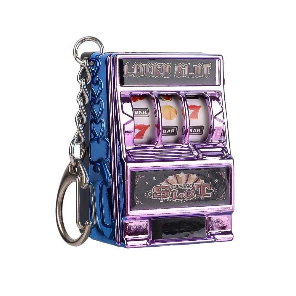 Retro Mini Fruit Machine Keychain Game Winning Best Friend Gift Toy Key Holder Coin Games Console Creative Slot Casino Model