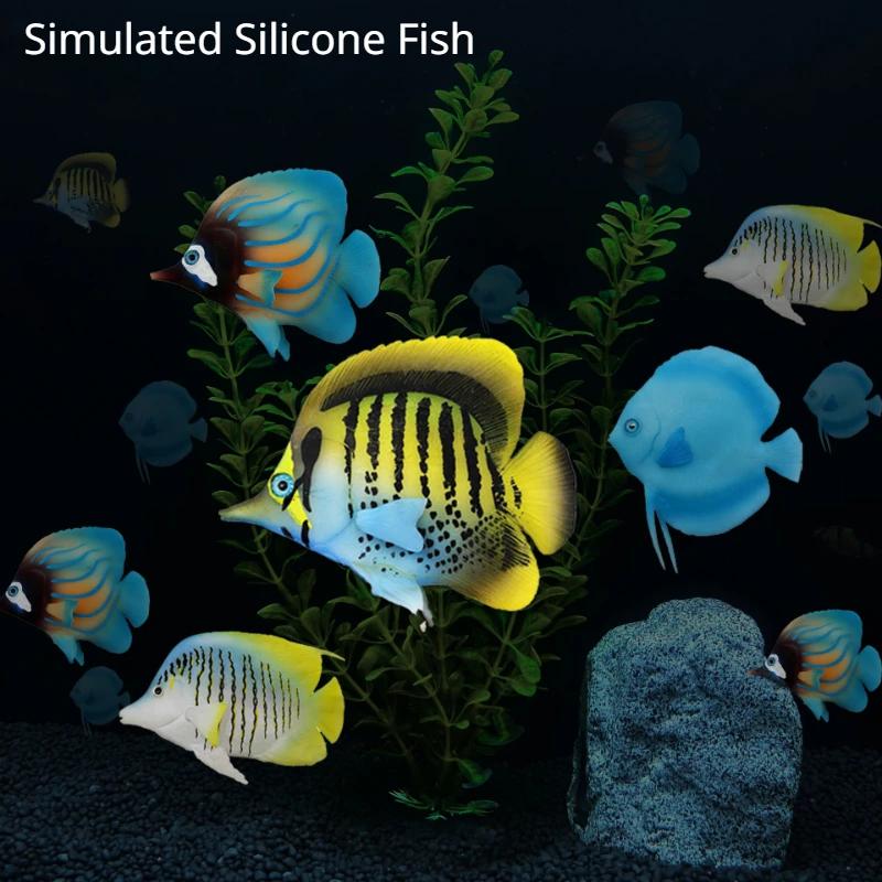 New Simulated Silicone Luminous Fish Plastic Marine Tropical Fishs Aquarium Aquascape Fairy Fish Decoration Ornamental Supplies