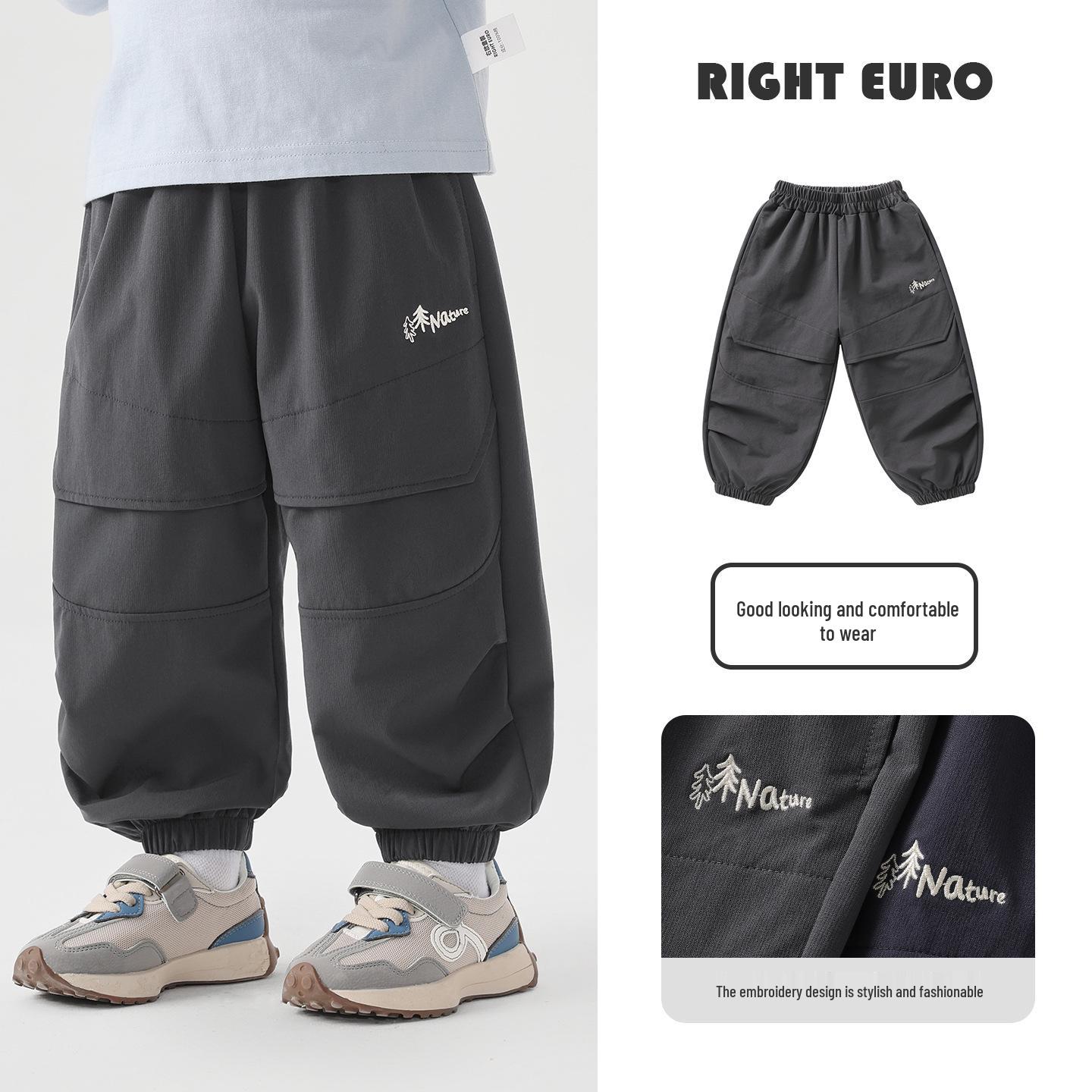 

Spring 2026 European Boys Paratrooper Style Overalls for Kids - Trendy Toddler Spring/Autumn Pants 140 cm темно-сірий