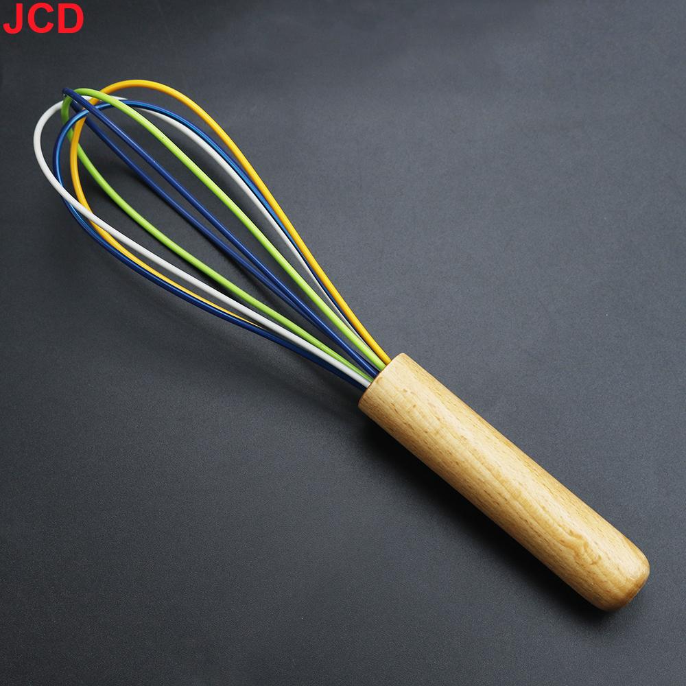 JCD Silicone Egg Beater Whisk Wooden Handle Kitchen Hand Egg Beater Gadgets Kitchen Tools Baking Accessories
