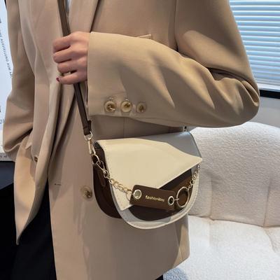 Niche Design Versatile Ins Messenger Bag Women's Bag 2025 New Trendy Fashion Contrasting Color Saddle Bag Women's Shoulder Bag