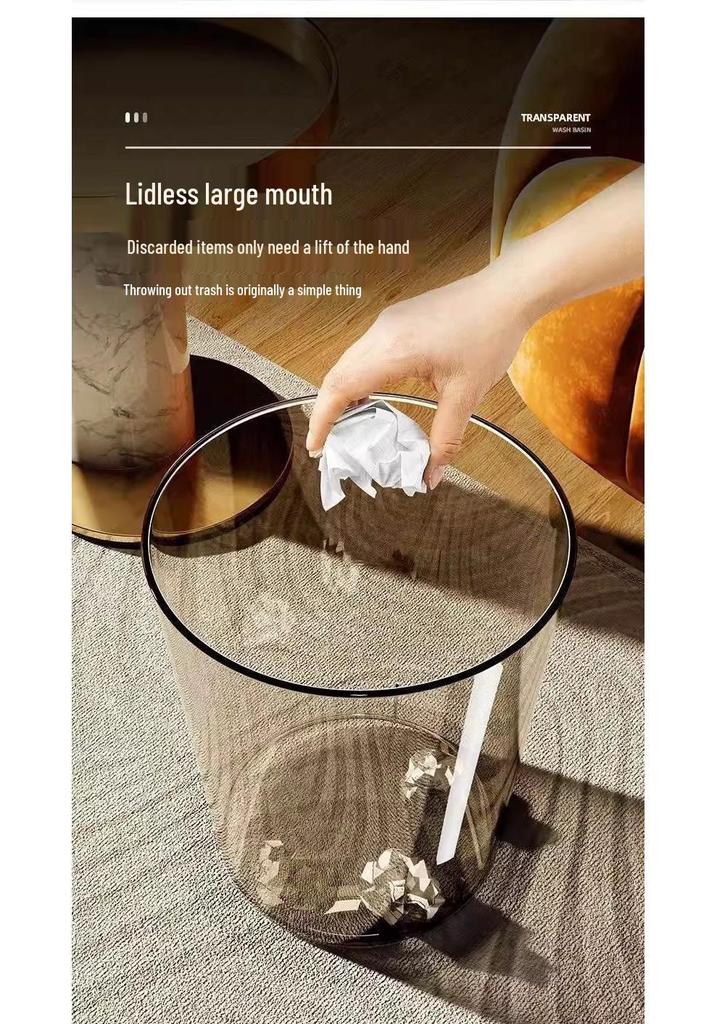 Acrylic Transparent Trash Can: Chic, Simple Storage Bin for Living Room, Kitchen, or Bathroom