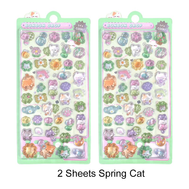 2 listy/šarže 3D reliéfní roztomilý zvířecí samolepka DIY telefon deník psací potřeby dekorace party hra odměna rekvizita roztomilý karnevalový dárek ZYF