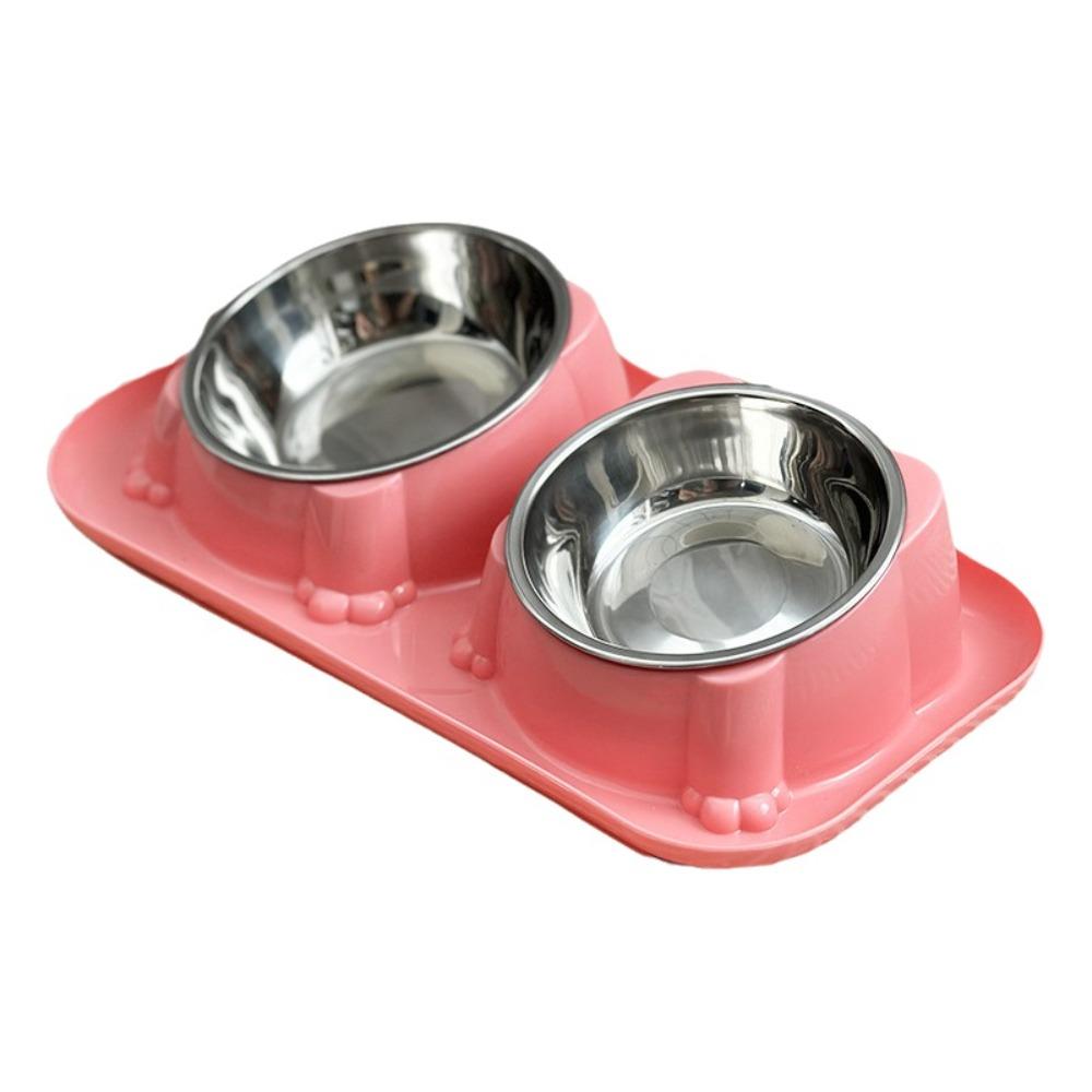 Anti-Overturning Stainless Steel Pet Bowl Oblique Mouth Pet Water Dispenser  Puppy Feeding розовый
