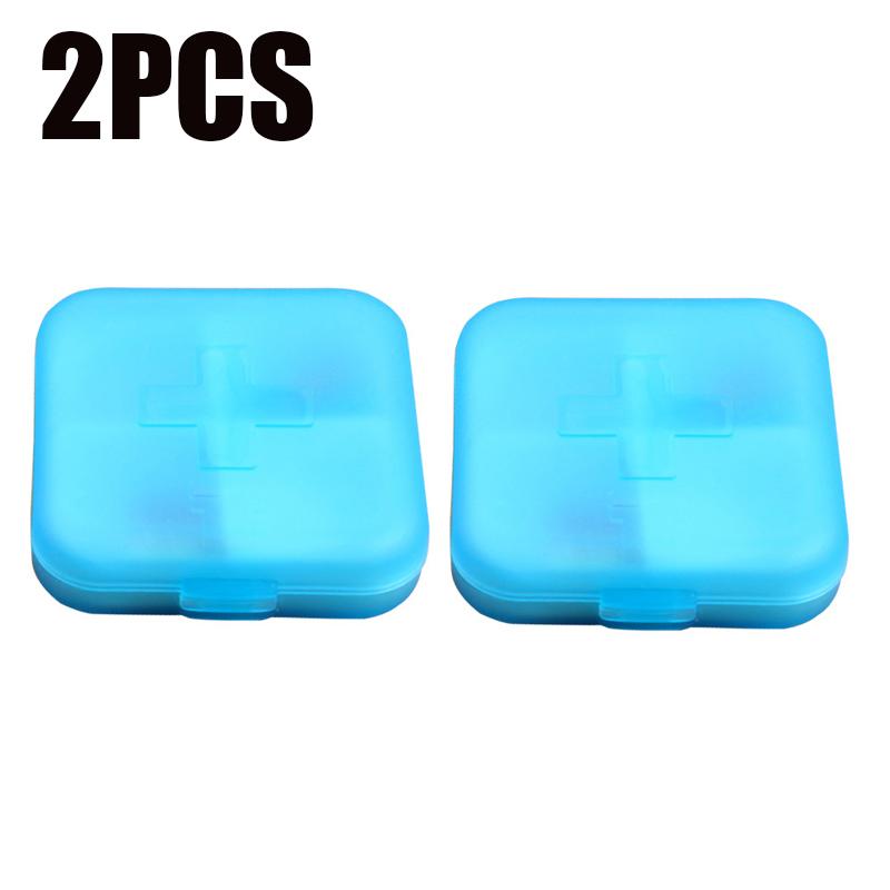 4Grids Cross Print Pillbox Mini Travel Portable Pill Cases 7-day Carry-on Pill Holder Drug Tablet Medicine Storage Organizer Box