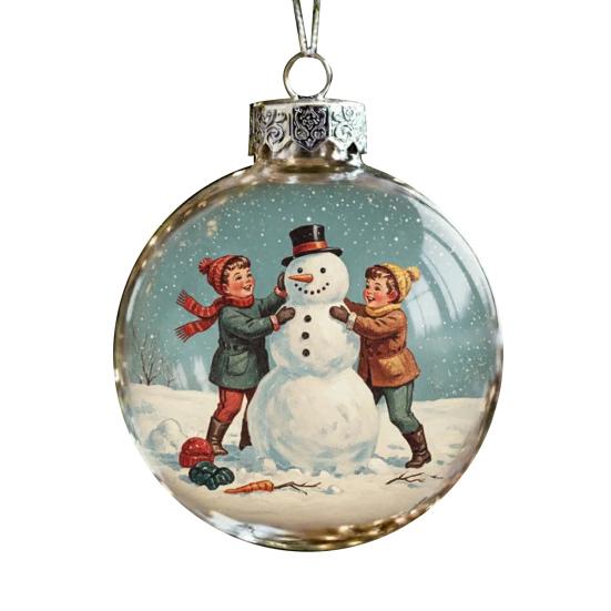 Christmas Ball Ornaments Snow House/Tree/Santa Clear Xmas Ball Hanging Decoration for Holiday Winter Tree Decor