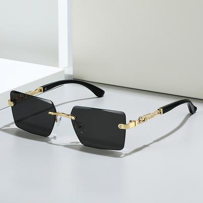 1pc Rimless Sunglasses Rectangle Women Men Shades Small Square Sun Glasses For Female Male Beach Vacation Travel Eyewear
