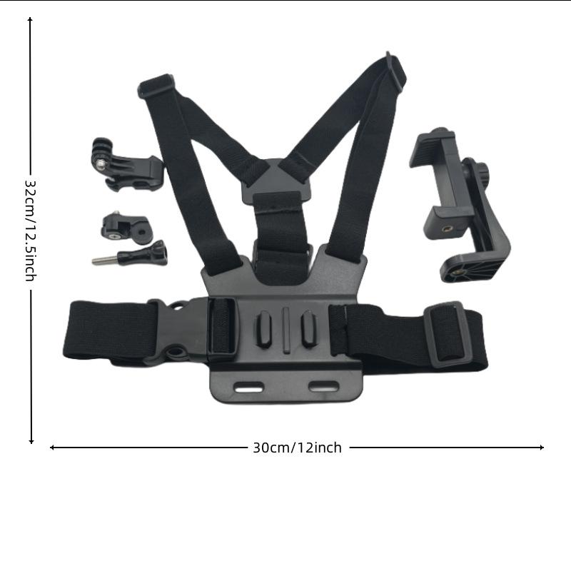 1 set Adjustable Phone Clip Holder With Chest Strap Fixation Bracket for Sport Camera Mobile Phone Camera Black Holder Accessory