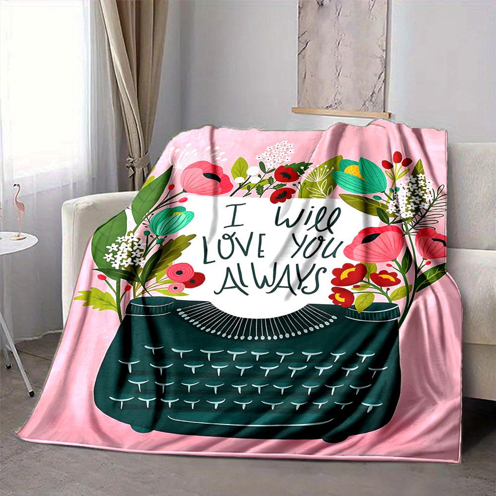 1pc Love Always Blanket, Lightweight Flannel Throw Blanket For Sofa, Bed, Travel, Camping, Living Room, Office197