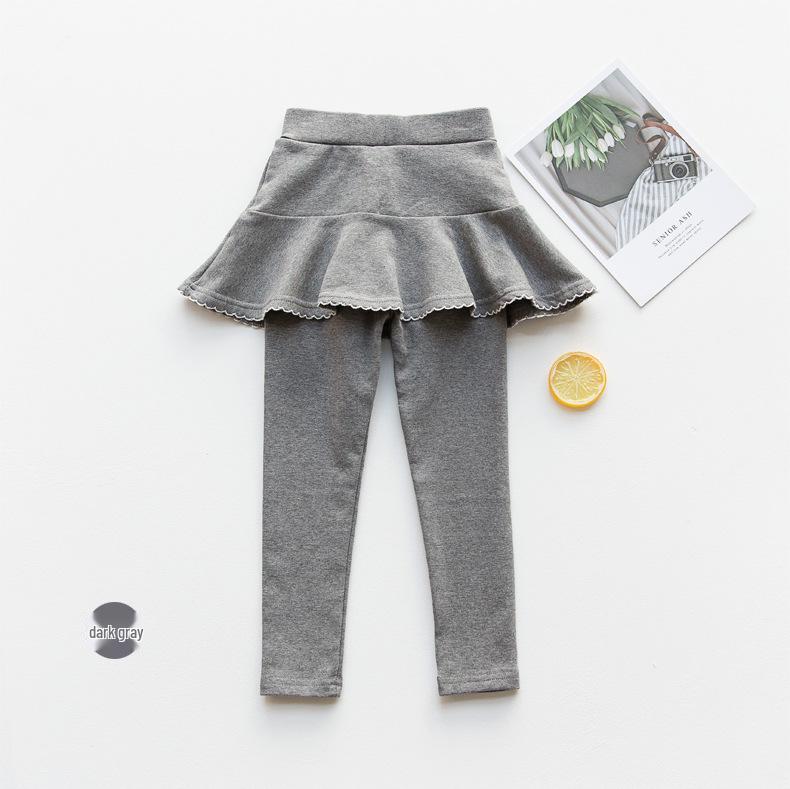 

Детские кюлоты в корейском стиле: Весенне-осенние хлопковые леггинсы-юбка для девочек Size 100 (Height 90-95cm) темно-серого