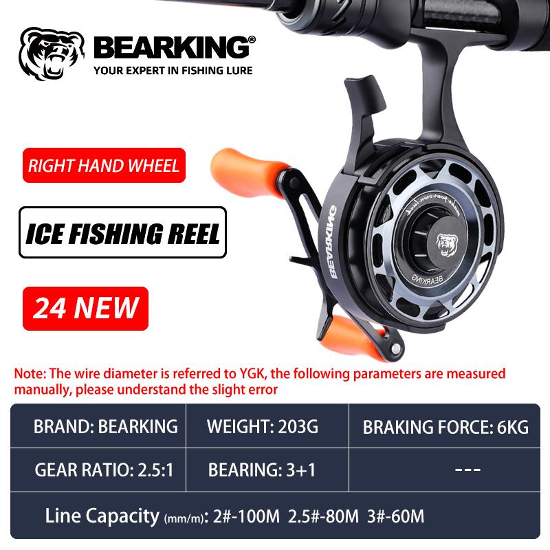 

BEARKING катушка для подледной рыбалки на высоких ножках с двухвальной направляющей структурой, плавным спуском, магнитным тормозом, цельнометаллической резной шпулей BDL-R