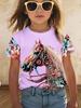 Children's Clothing Girl Clothes Short Sleeve Boys T-Shirt Casual Vintage Horse Print Kids Summer Clothes Girl Tops O-Neck Tee