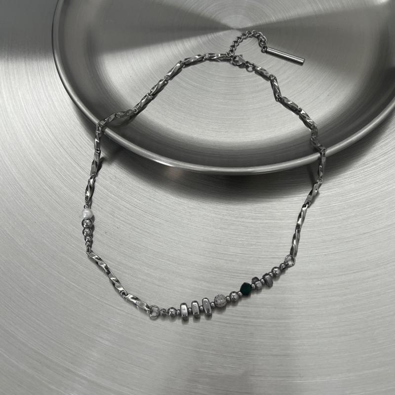 Collana Catena Cubana in Acciaio Titanio Cucita per Uomo Hip Hop Minimalista Gioielli per la Clavicola