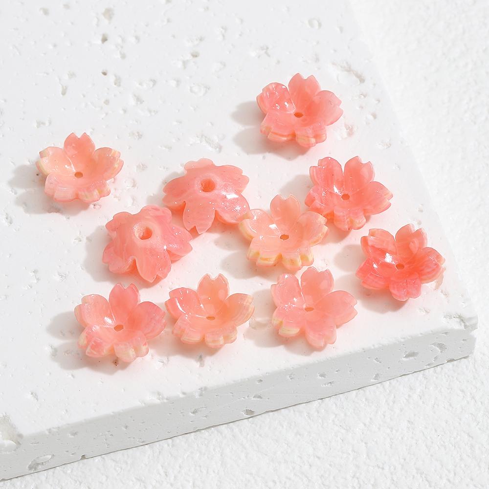 10/20/50pcs Resin Flower Beads Caps Cherry Blossoms Petal Charms Pendants Loose Spacer Bead for Earrings Hair Jewelry Making DIY