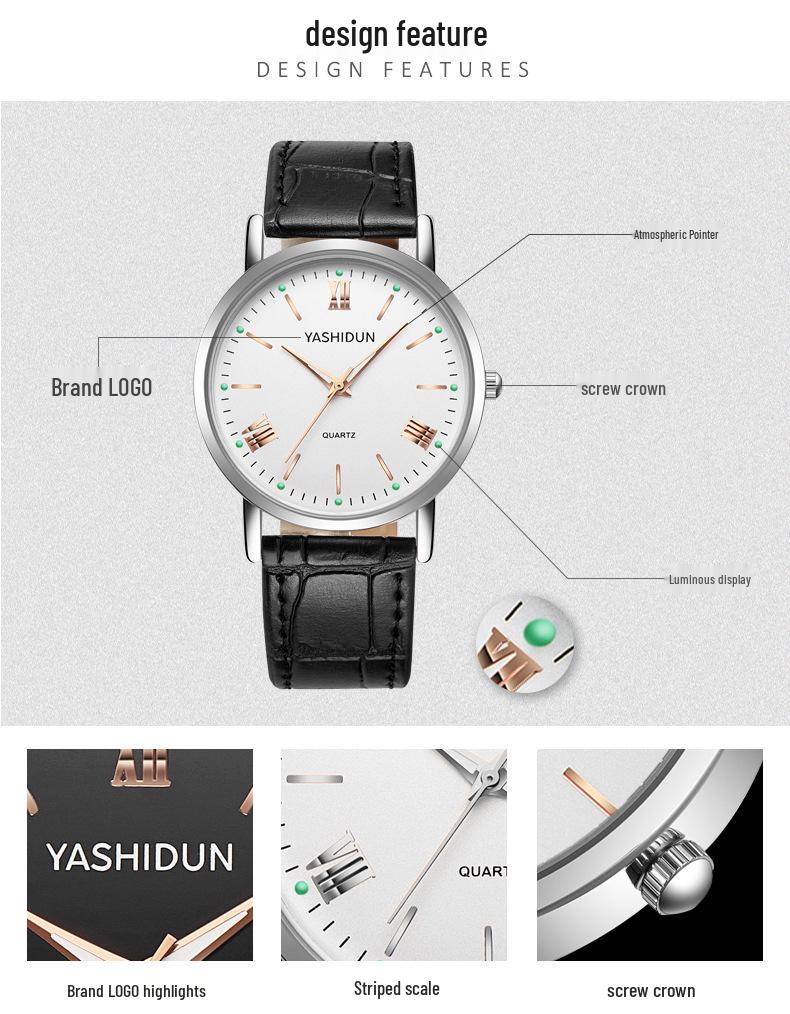 Luminous Quartz Watches: Stylish Men's, Women's & Couple's Waterproof Designs with Steel or Leather Bands