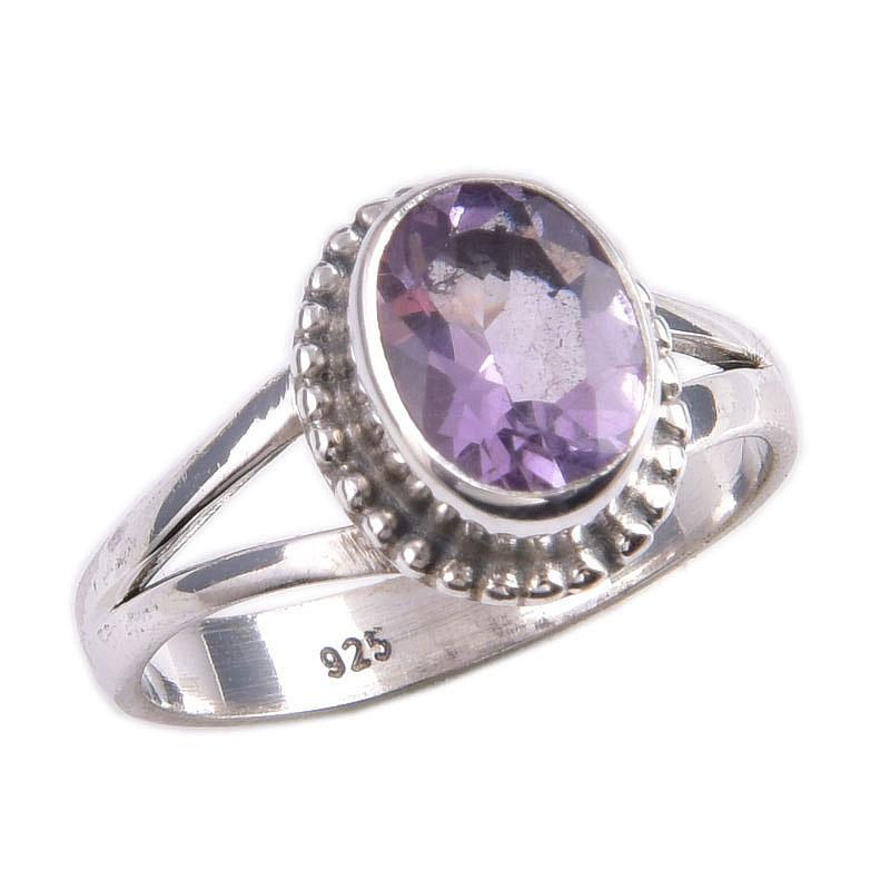 Natural Pink Amethyst Gemstone 925 Solid Sterling Silver Jewelry Ring S.7 T3Q38